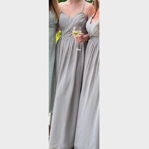 Azazie Blake Style Bridesmaid Dress Size 6/8 C cup Dove Light Gray V-Neck